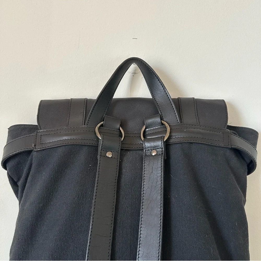 Still Nordic Leather Canvas Backpack Black Laptop Minimalist Unisex